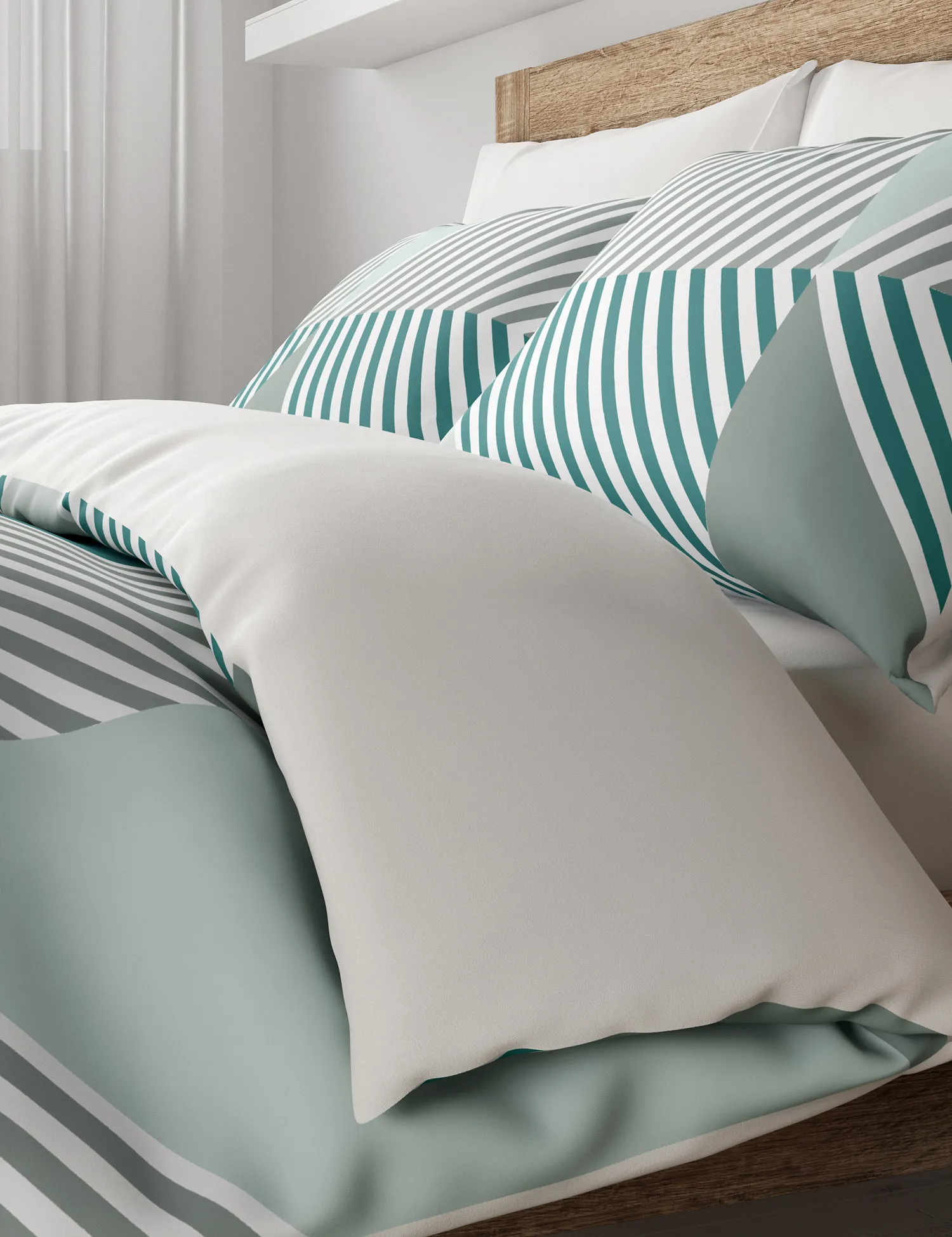 M&S Cotton Blend Geometric Bedding Set with Fitted Sheet