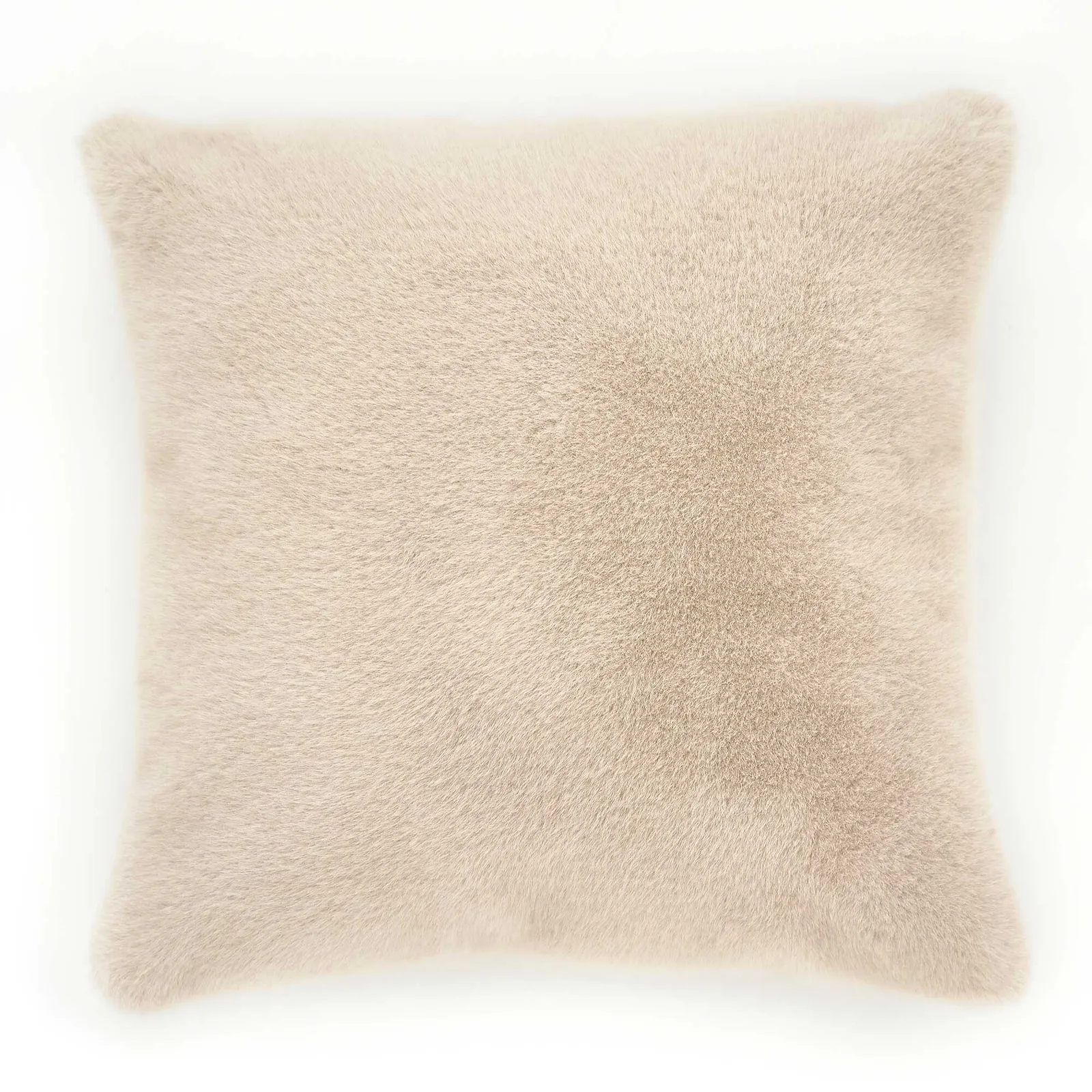 Natural Faux Fur Cushion, Square, Neutral Polyester | Barker & Stonehouse