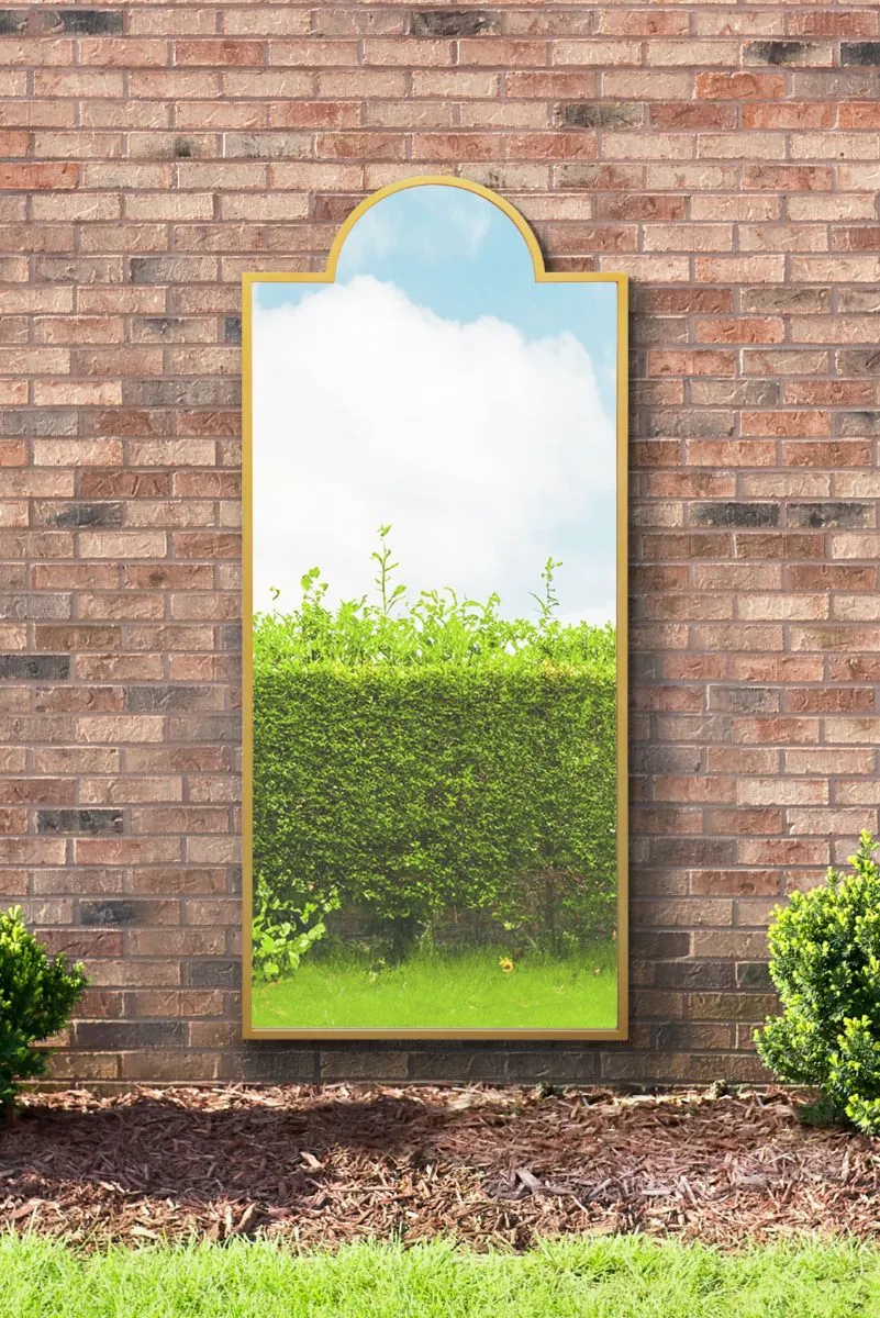 MirrorOutlet Gold Contemporary Wall & Leaner Garden Mirror 67"x 29" 170x75cm