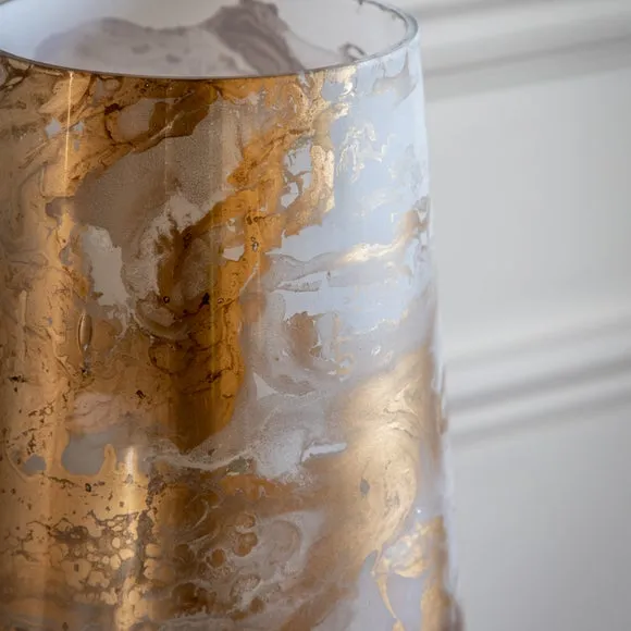 Gallery Direct MarbLED Hurricane Medium Gold White Candle Holder, Gold 4
