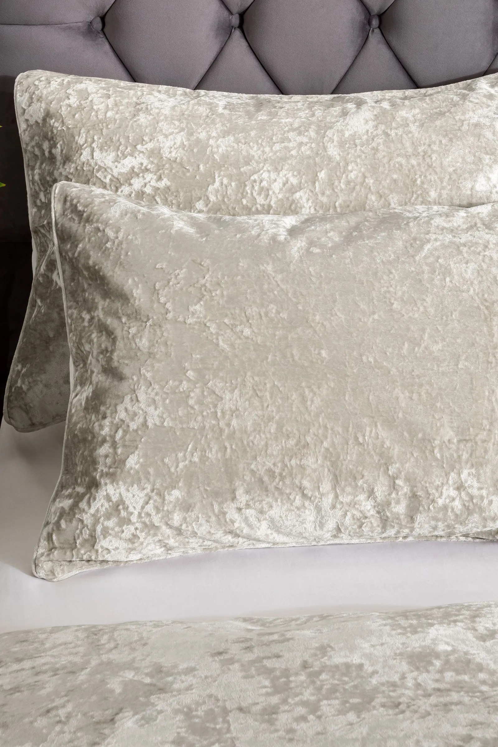 Catherine Lansfield Crushed Velvet Duvet Cover Set - Soft, Durable & Luxury Finish in Natural 2