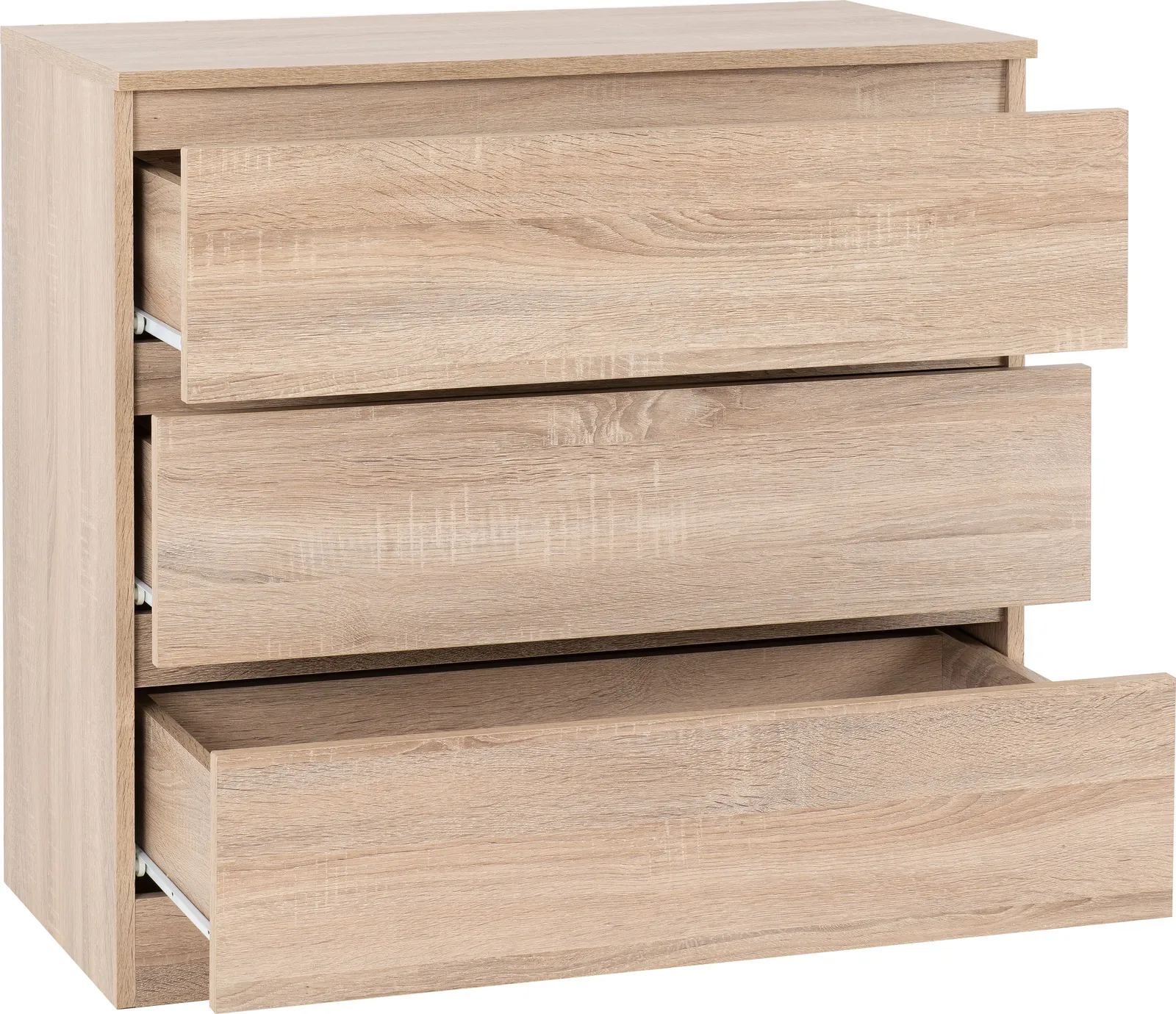 Seconique Malvern 3 Drawer Chest in Light Oak 4