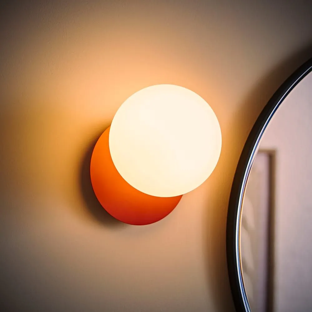 ValueLights Darla Pair of Frosted Globe IP44 Rated Bathroom Wall Lights in Burnt Orange 3