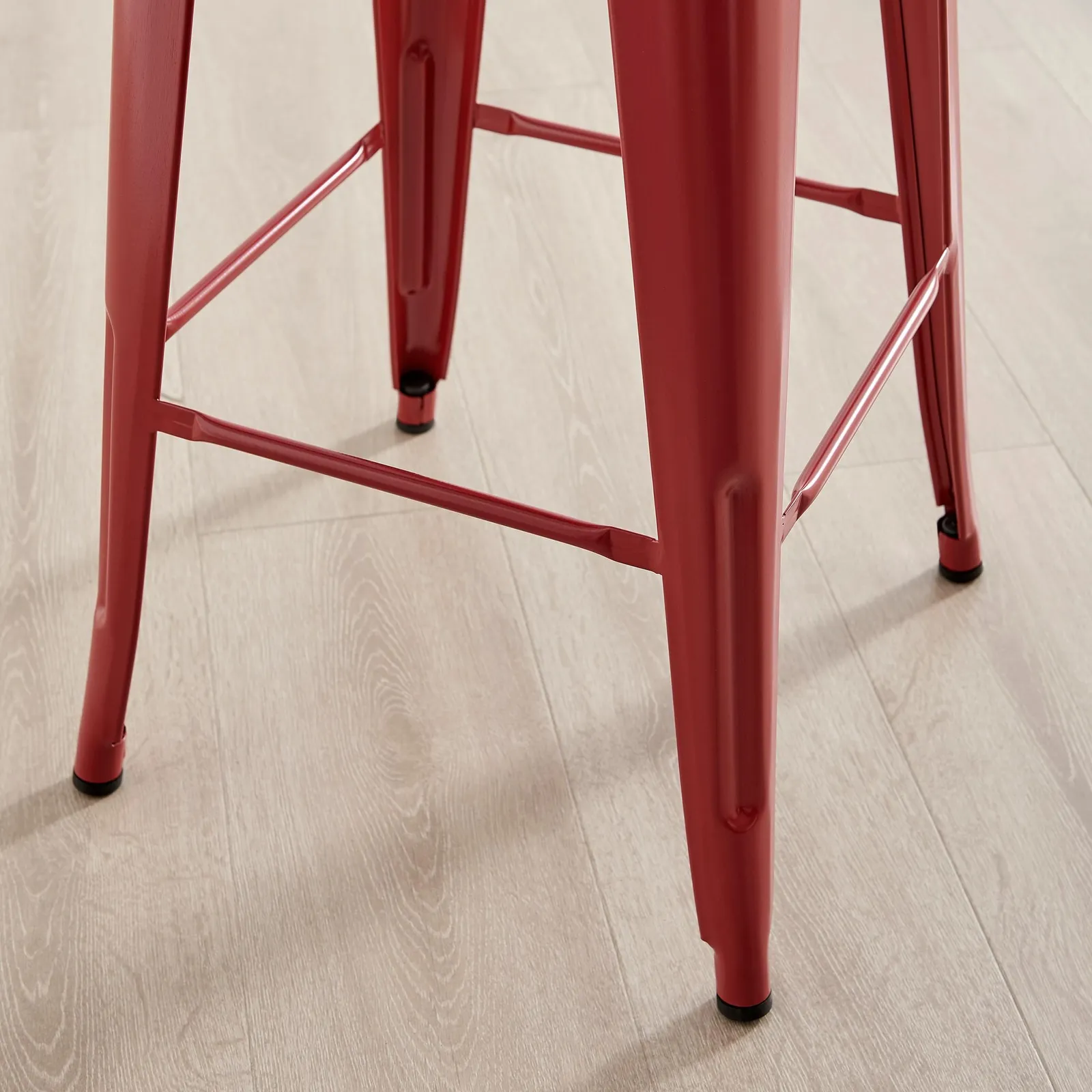 FurnitureboxUK Set of 2 Colton 'Tolix' Style Metal Stackable Retro Industrial Bar Stools in Red 4