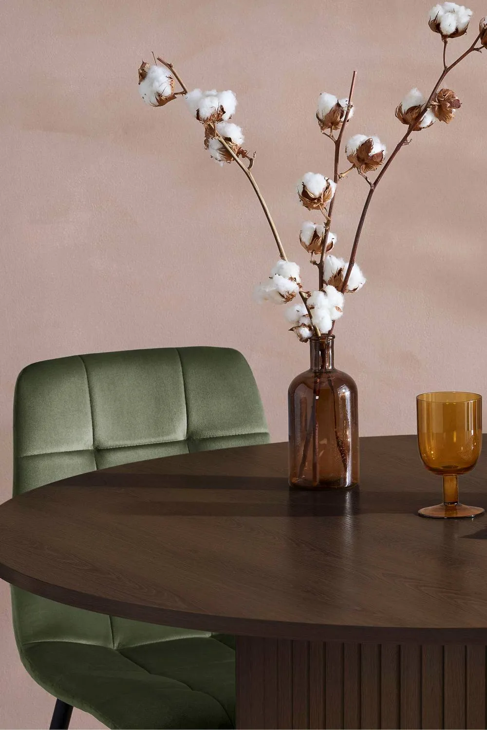 Birlea Axel Round Fluted Dining Table with 4 Chairs in Brown 3