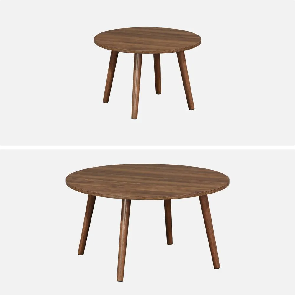sweeek Pair Of Nesting Coffee Tables With Wood Effect in Dark Brown 2