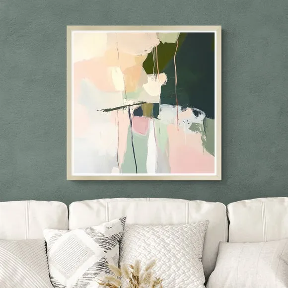 Artko Muted Minimal Green Abstract by Mona Grace Framed Print