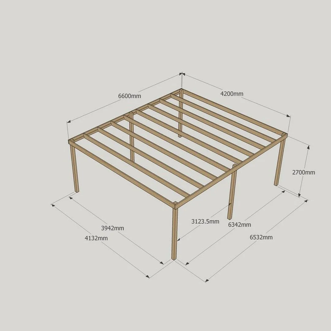 Rutland County Garden Furniture Ltd Garden Pergola 6 Posts - Wood - L420 x W660 x H270 cm - Light Green 5
