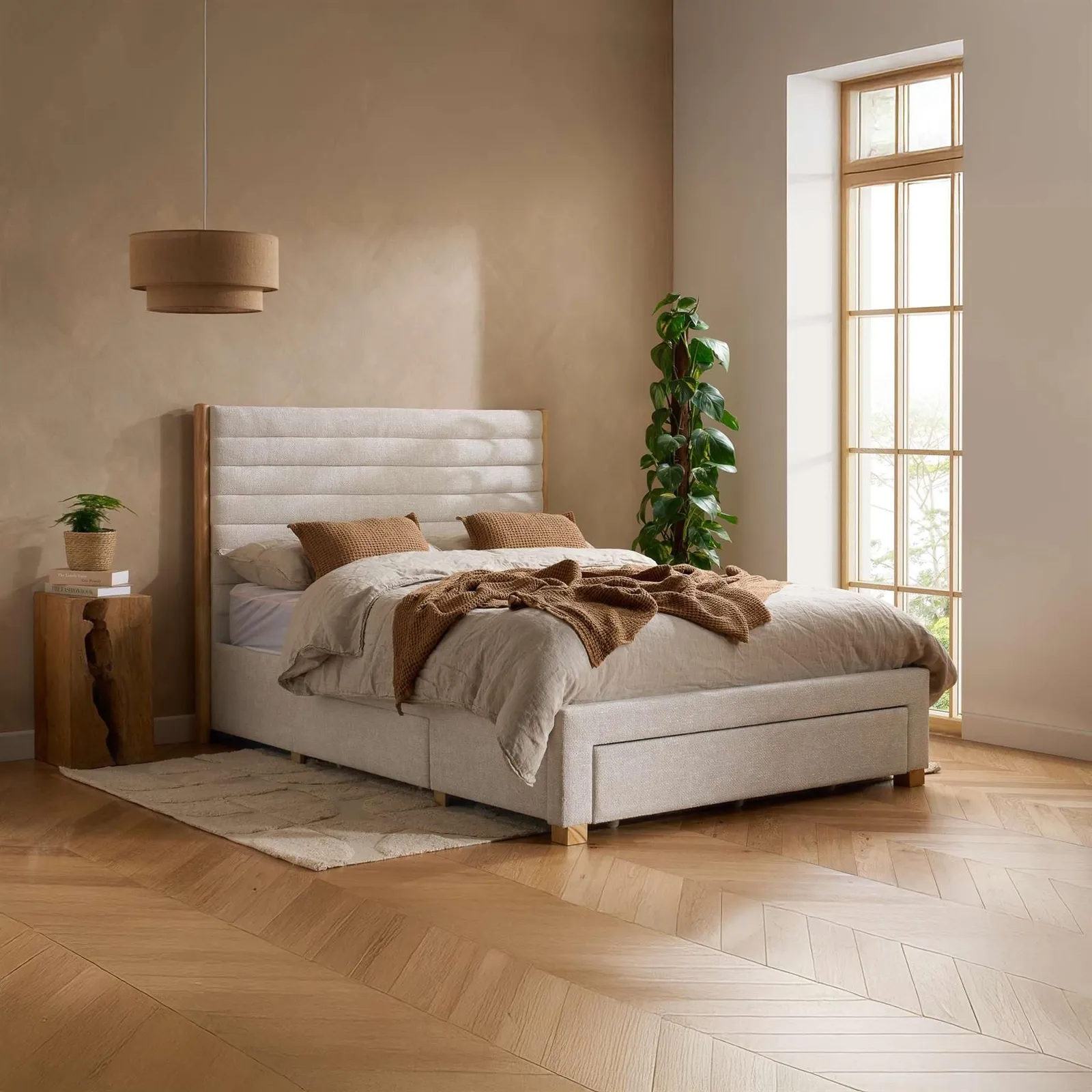 Birlea Arabella Grey Velvet Fabric & Wooden Drawer Storage Bed Frame King in Pale Grey 2