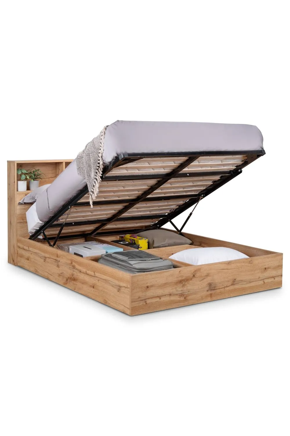 Julian Bowen Bali Bookcase Ottoman Storage Bed in Natural 5