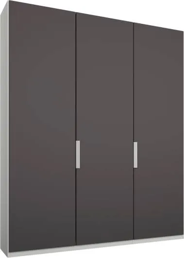 Caren 3 door 150cm Hinged Wardrobe, White Frame, Matt Graphite Grey Doors, Classic Interior