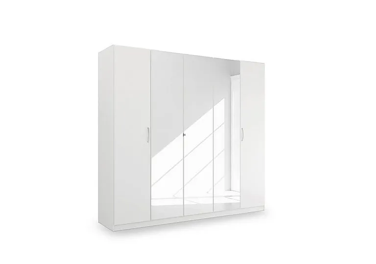 Impulse 226cm 5 Door Décor Hinged Wardrobe with 3 Mirror Doors - Alpine White