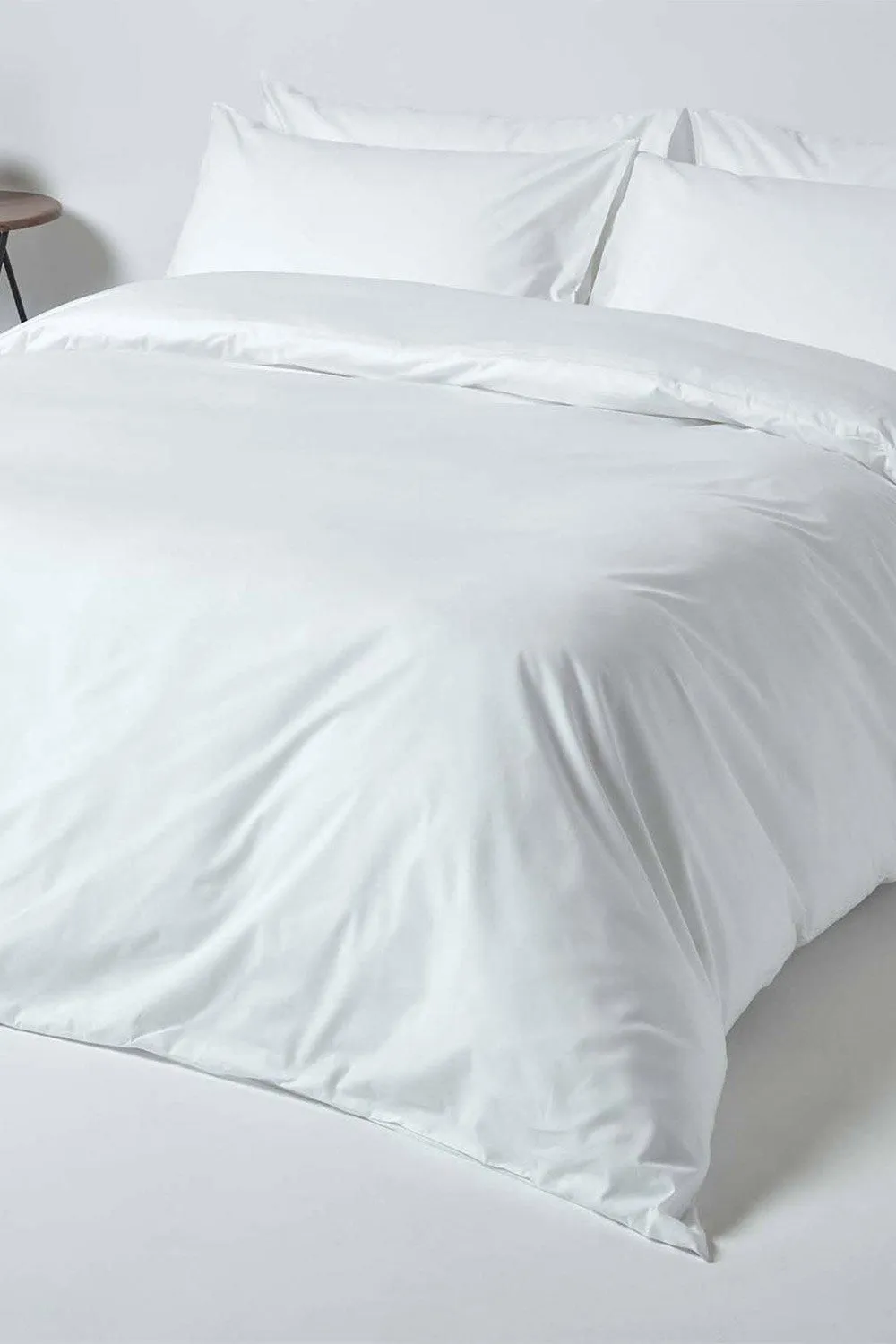 Homescapes Egyptian Cotton Duvet Cover with Pillowcase, 200 TC in White 2