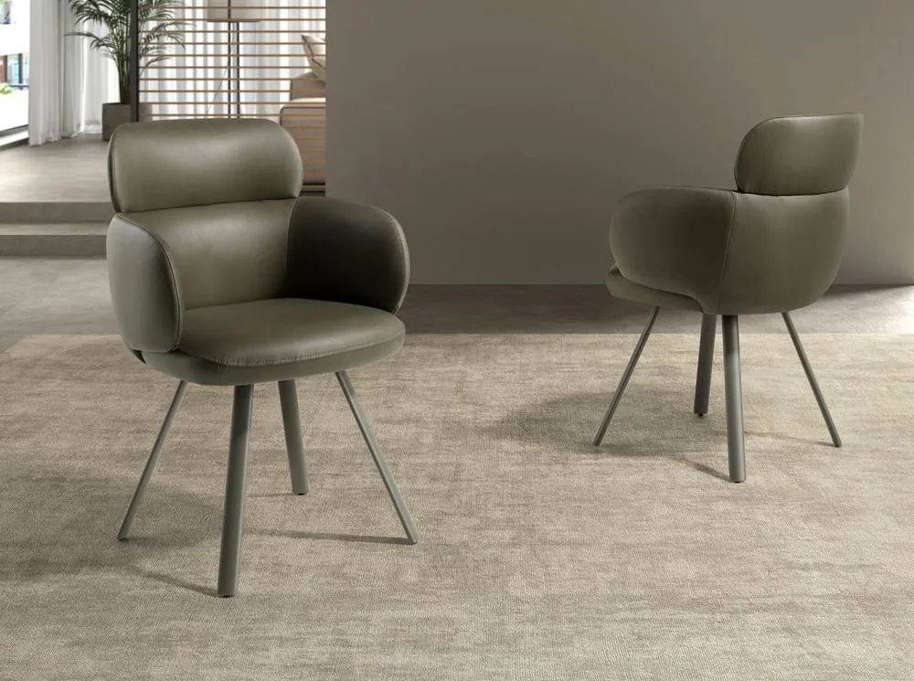 Angel Cerda Swivel Dining Chair in Leatherette in Green 5