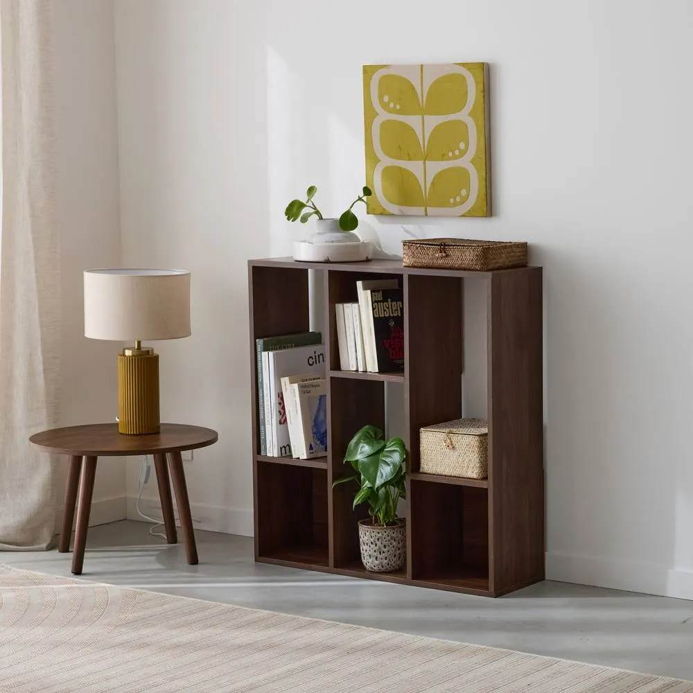 sweeek 3-shelf Bookcase With 6 Compartments in Dark Brown 4