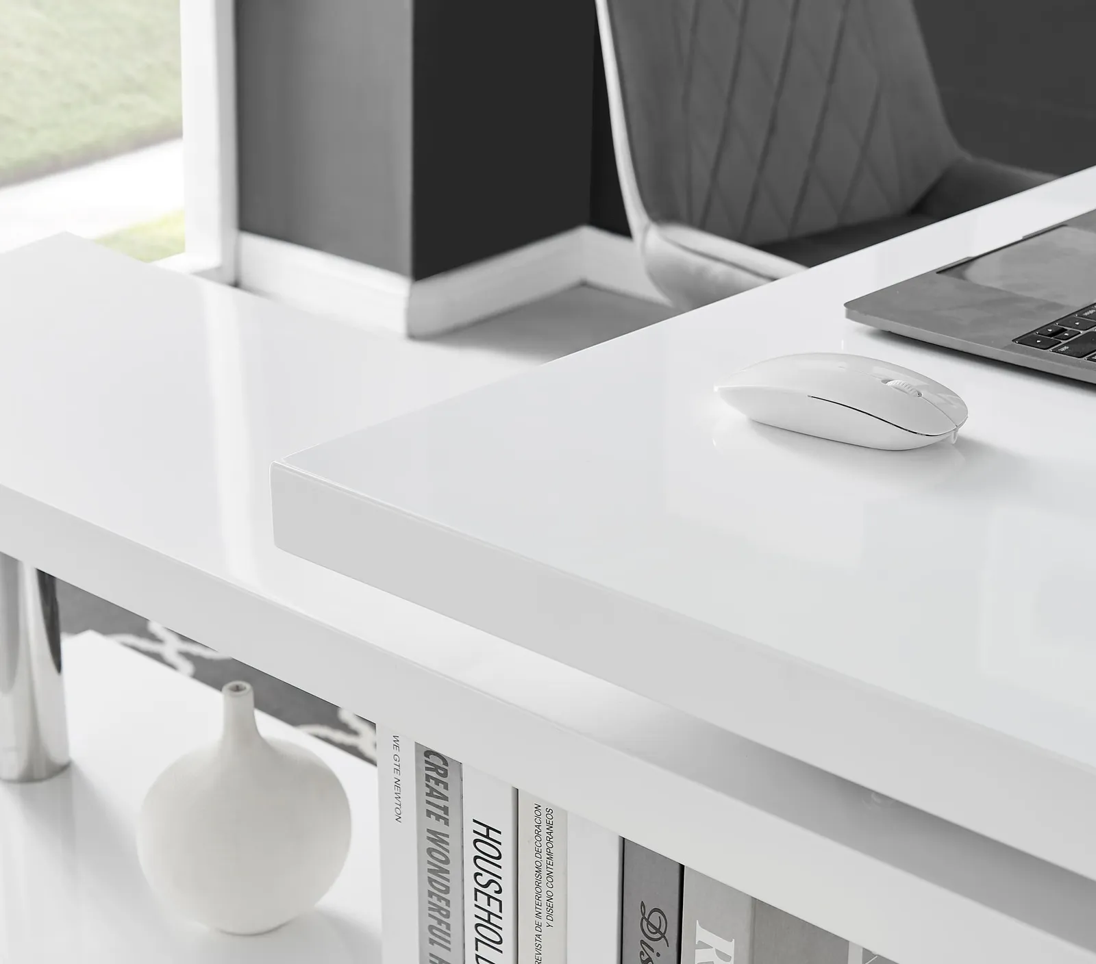 FurnitureboxUK Siena White High Gloss Modern Console Table With Rotating Storage Shelves 4