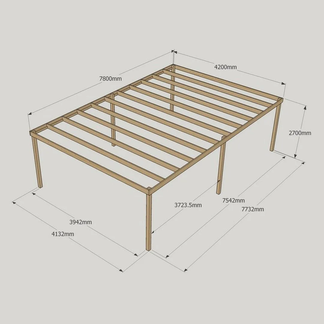 Rutland County Garden Furniture Ltd Garden Pergola 6 Posts - Wood - L420 x W780 x H270 cm - Light Green 5