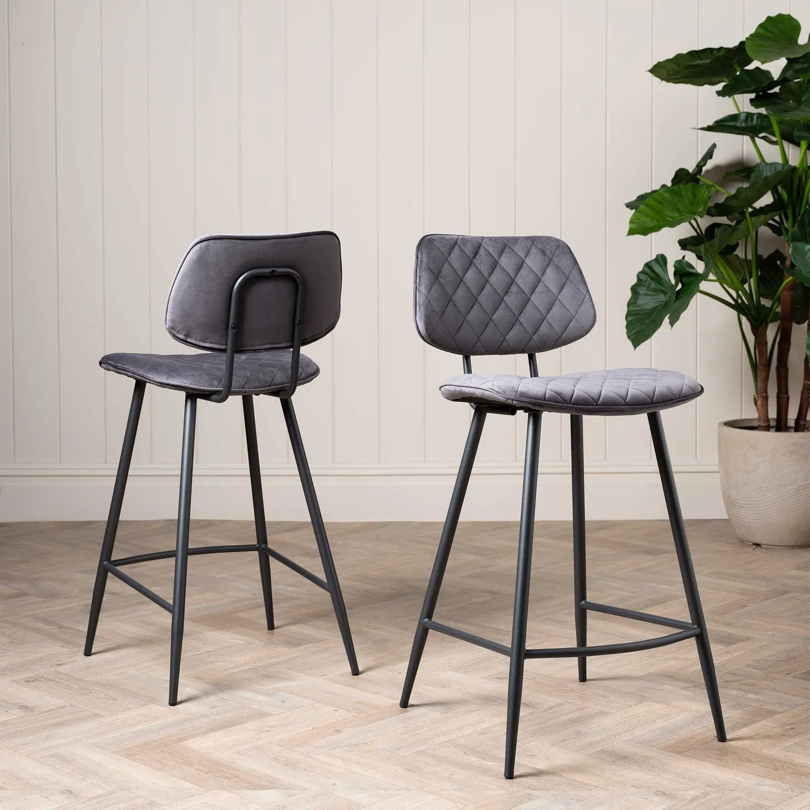 Archer Counter Stool, Grey Velvet | Barker & Stonehouse 3