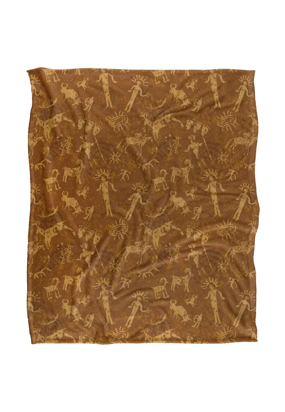 JQ Licensing Jl-Jp Hunting Petroglyph Pattern Silky Touch Super Soft Throw Blanket 152 X 127 cm in White