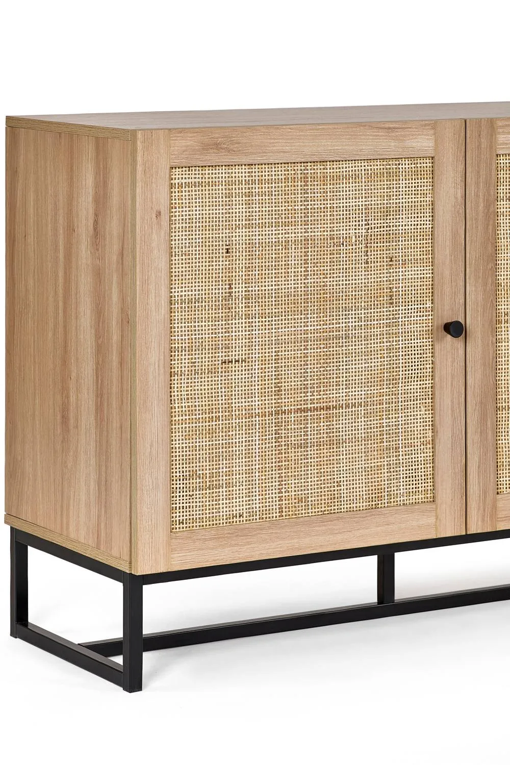 Julian Bowen Padstow Rattan 3 Door Sideboard in Light Oak 5