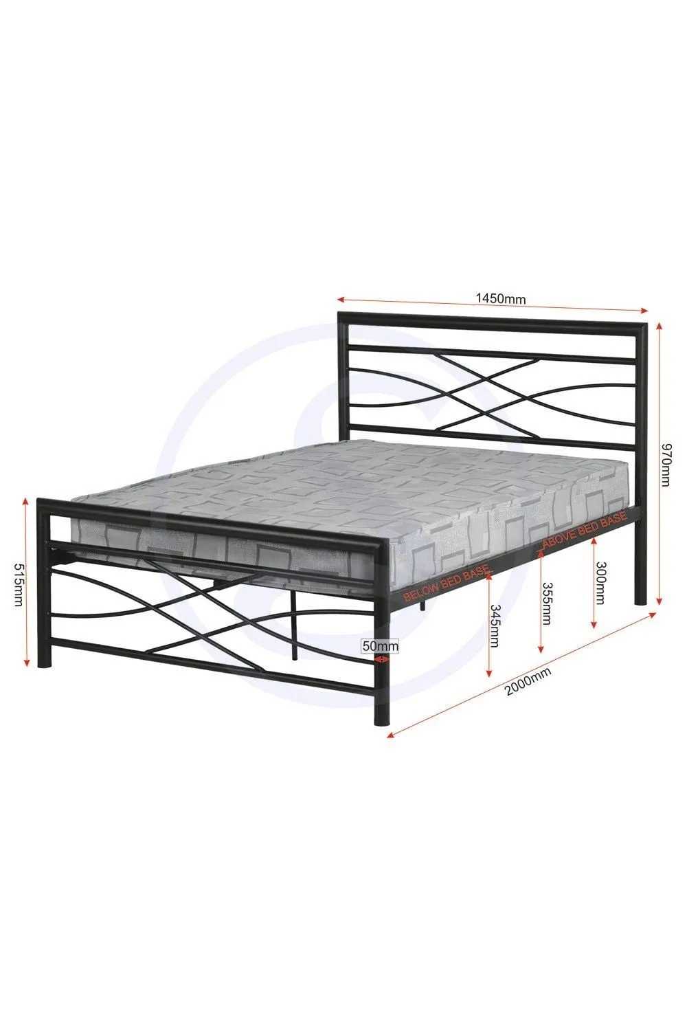 Seconique Kelly 4'6" Double Bed in Black 6