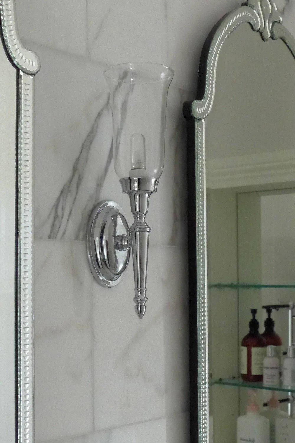 Netlighting Dryden 1 Light Bathroom Wall Light Polished Chrome IP44 G9 in Grey 2