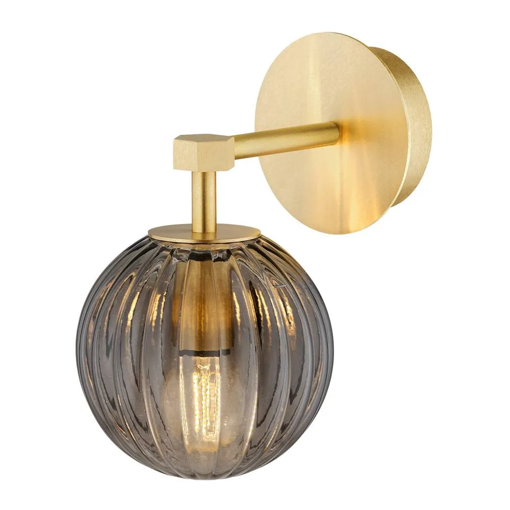 Netlighting Paloma 12cm Wall Lamp Smoky (Fluted) Brushed Brass in Metallic Gold 2