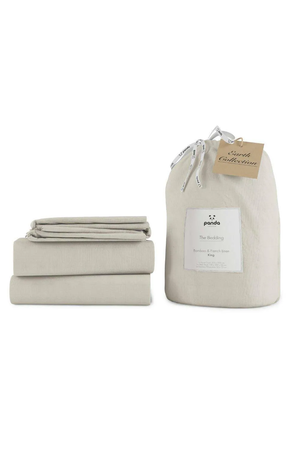 Panda London Bamboo & French Linen Complete Bedding Set in White 2
