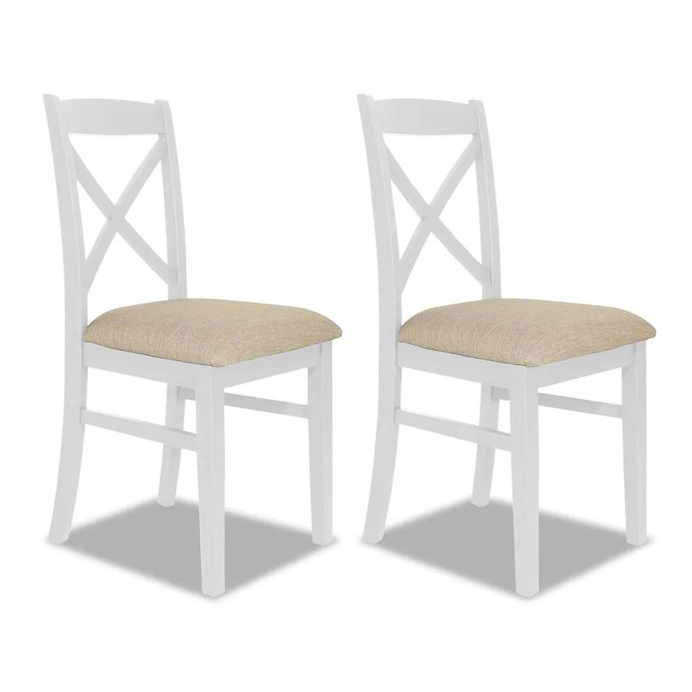 Statement Furniture Florence Crossback Upholstered Seat Chairs Set of 2 in White