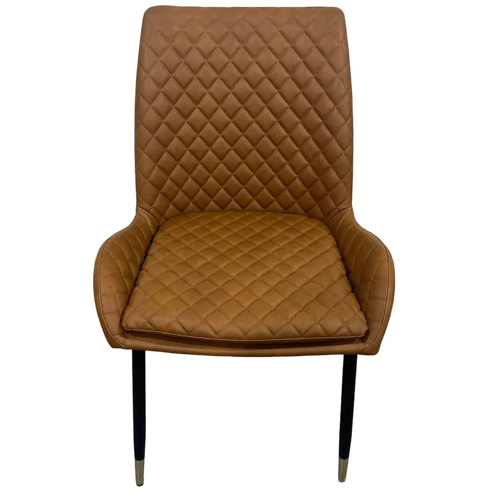 IH Design Leather Steel Legs Dining Chairs (Set of 2) - Tan 3