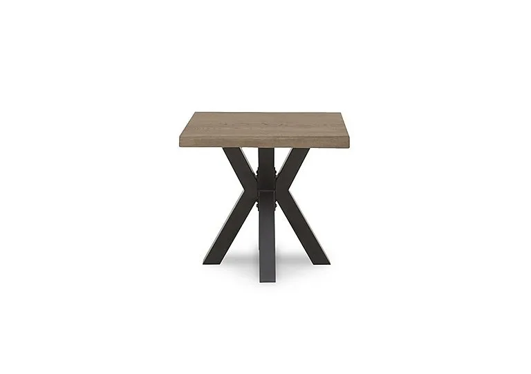 Terra Straight Edge Lamp Table with Metal Star Base - Vintage Grey