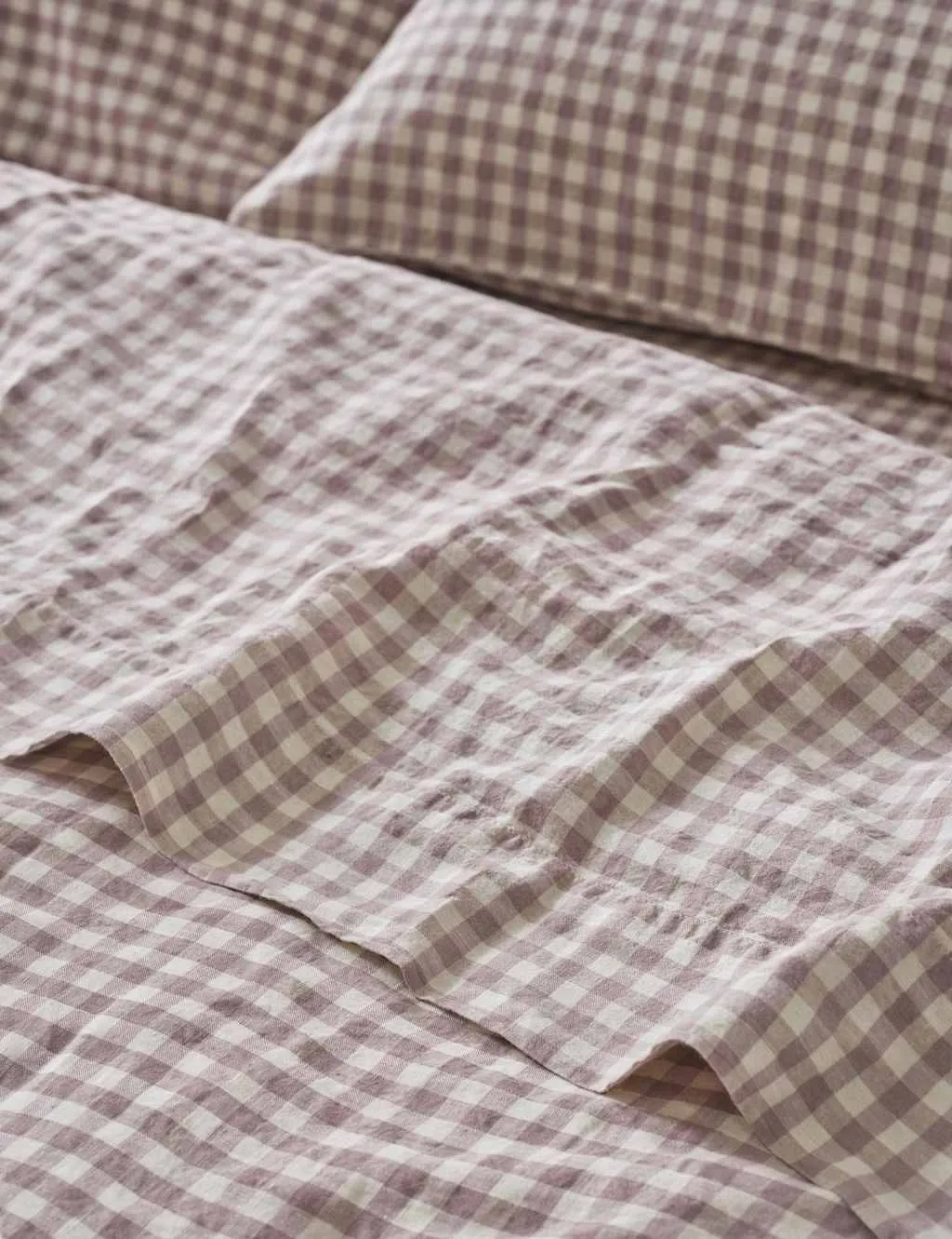 Piglet In Bed Linen Rich Gingham Flat Sheet Pink Mix