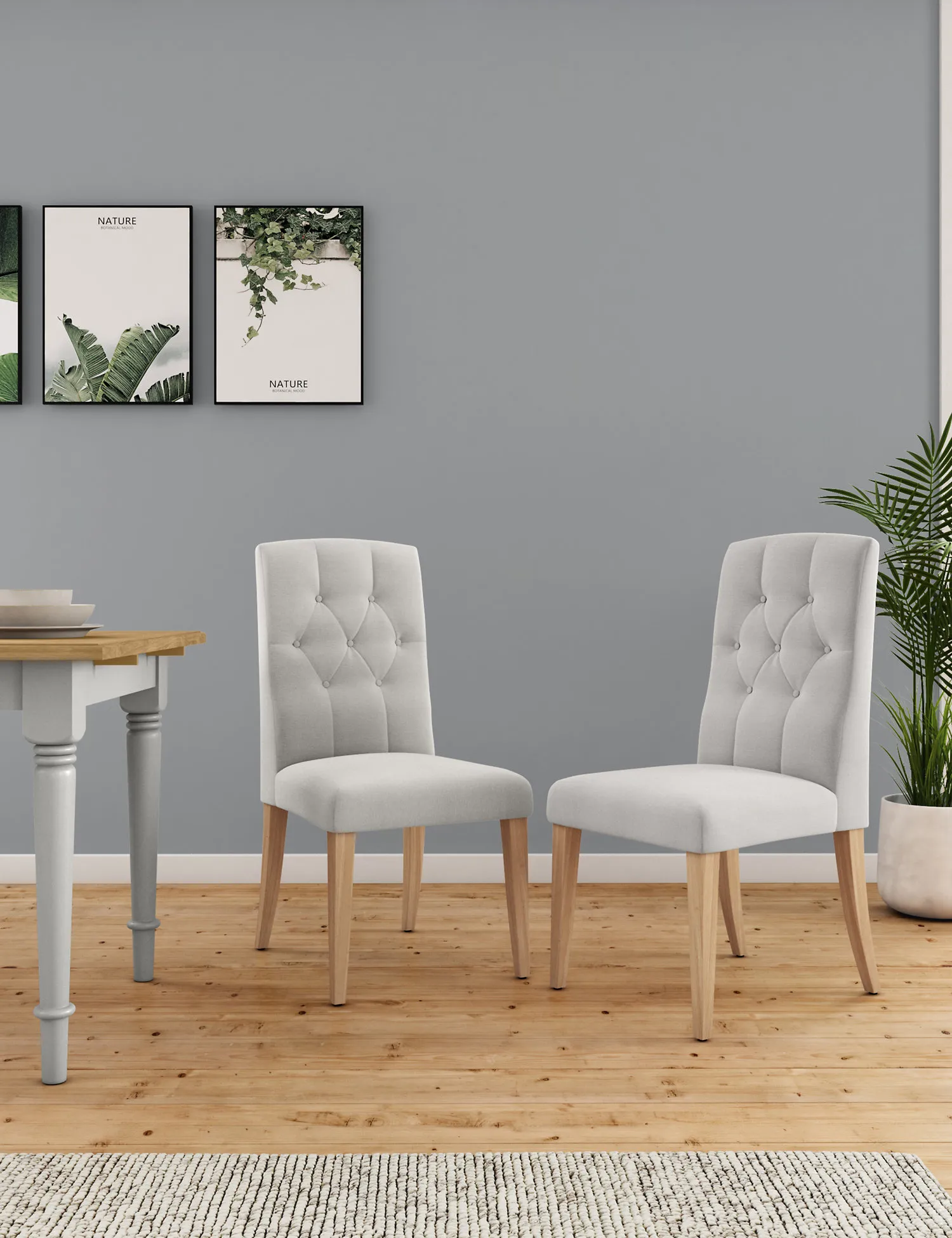 M&S Set of 2 Button Back Dining Chairs