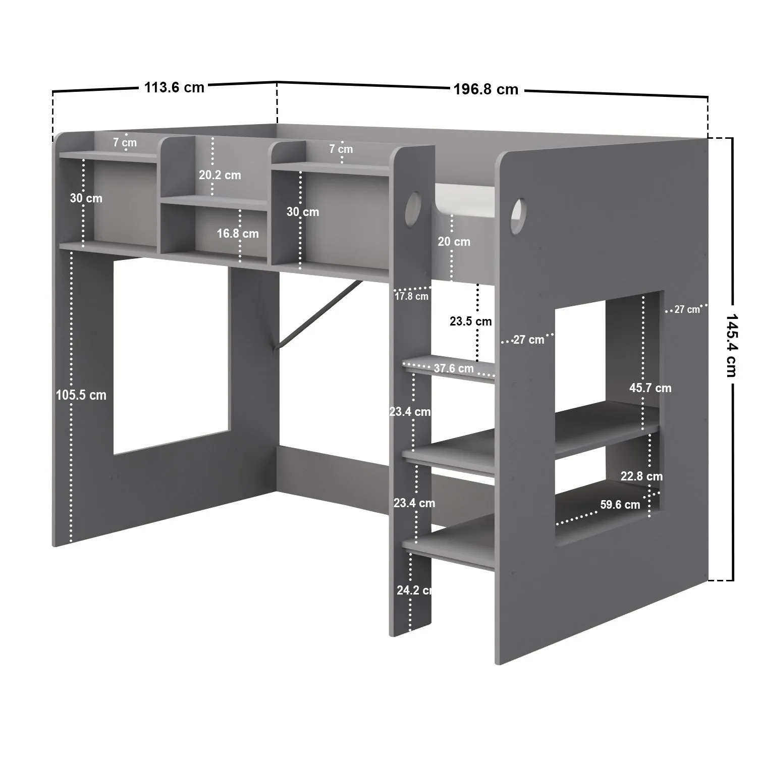 Flair Wizard Mid High Sleeper Bed in Grey 5