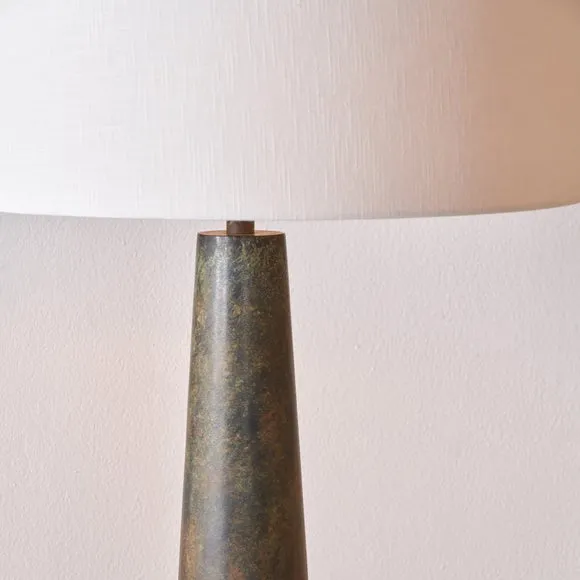 Pacific Lifestyle Arbor Verdi Gris Metal Conical Floor Lamp with Lino Self Lined Linen Cylinder Lampshade 3