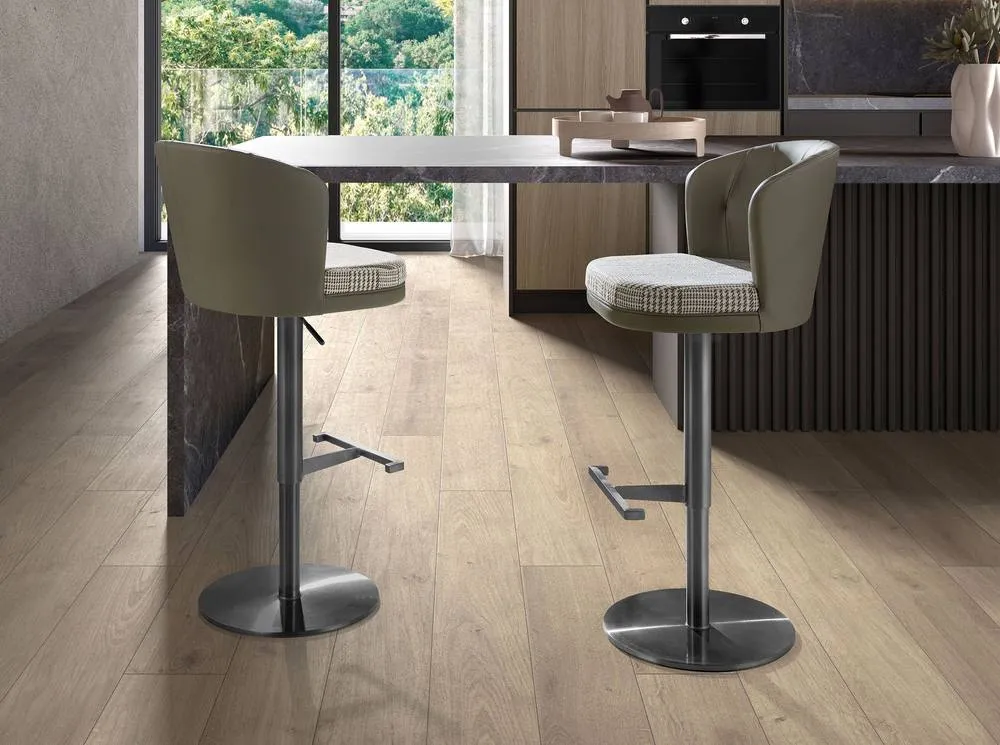 Angel Cerda Fabric Swivel Bar Stool with Leatherette Backrest in Olive 4