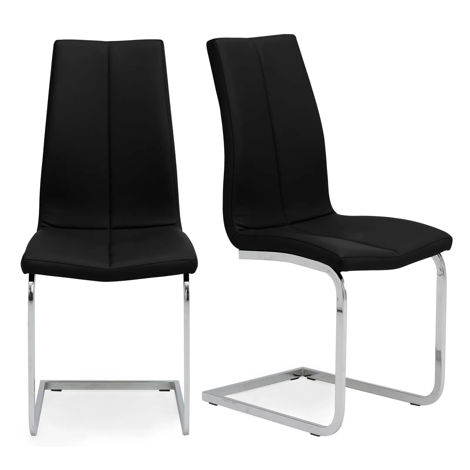 Jamison Set of 2 Dining Chairs Black PU Leather Black