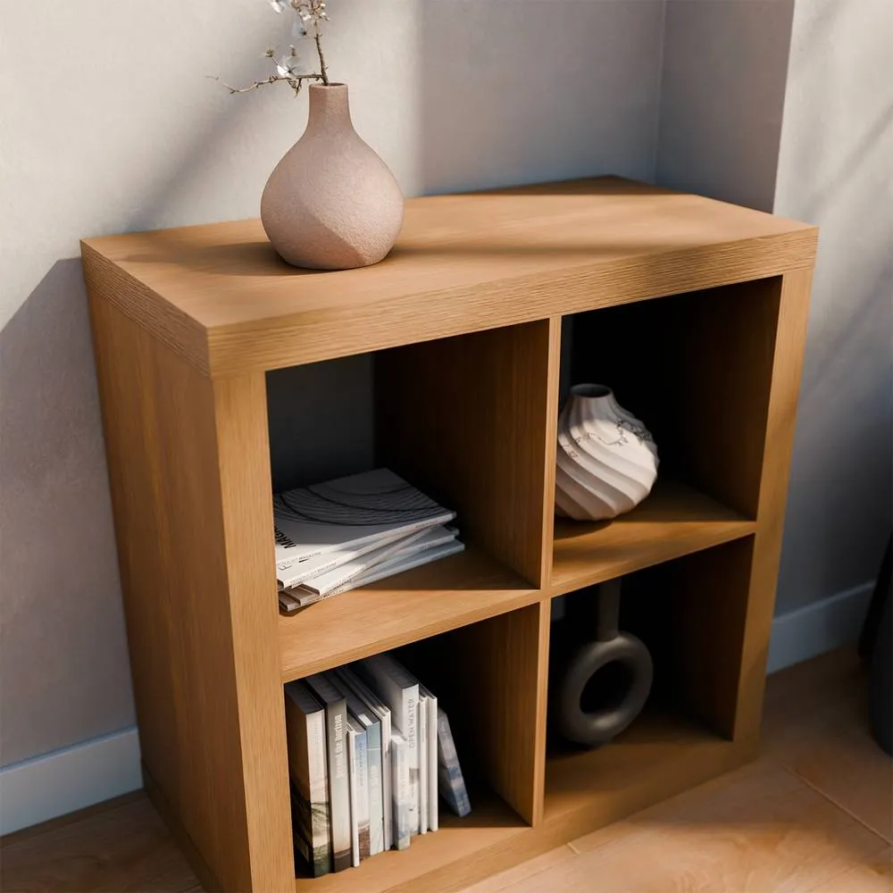 sweeek 2-level Cubic Bookshelf With 4 Compartments in Brown 4