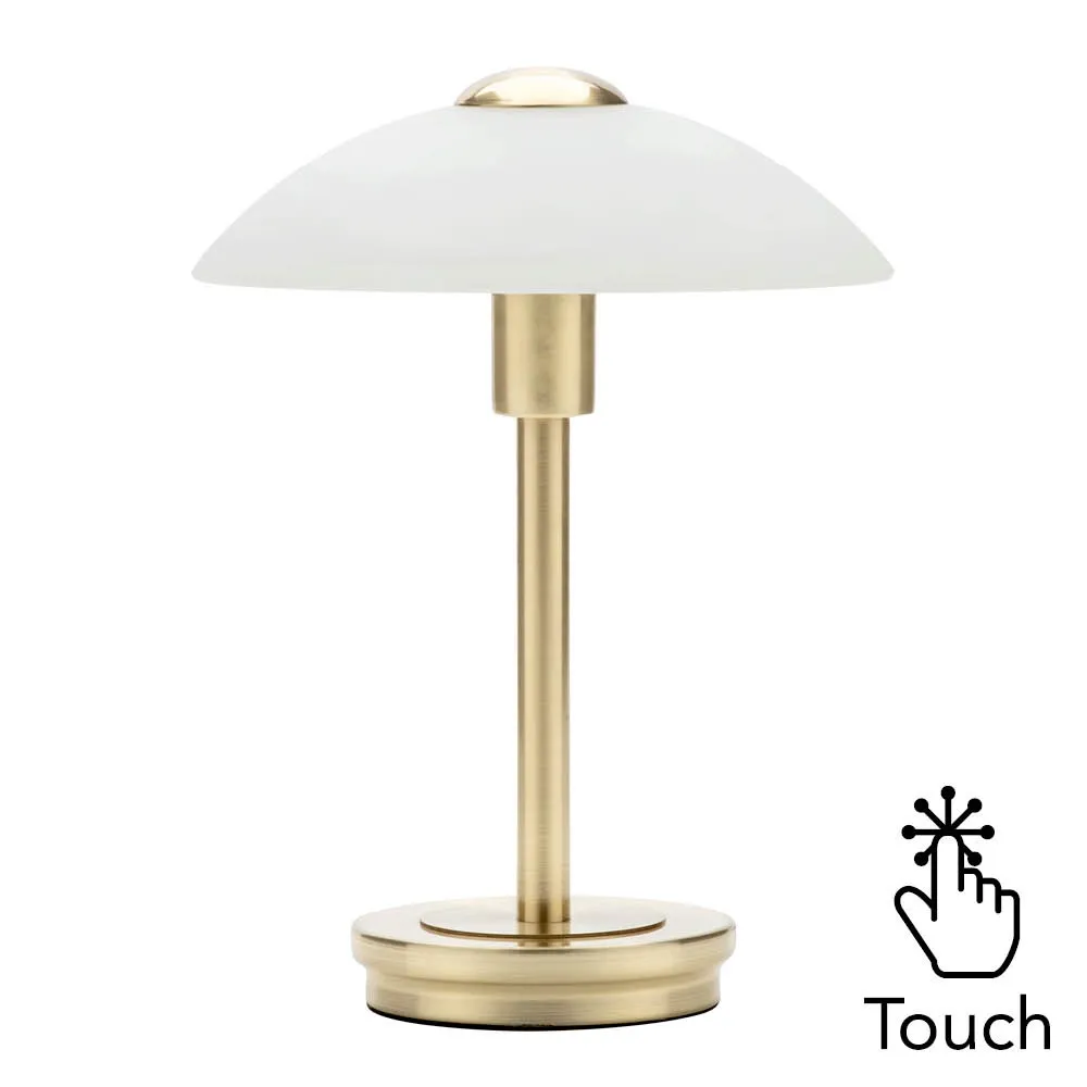 Archie Touch Lamp, Satin Brass and Alabaster