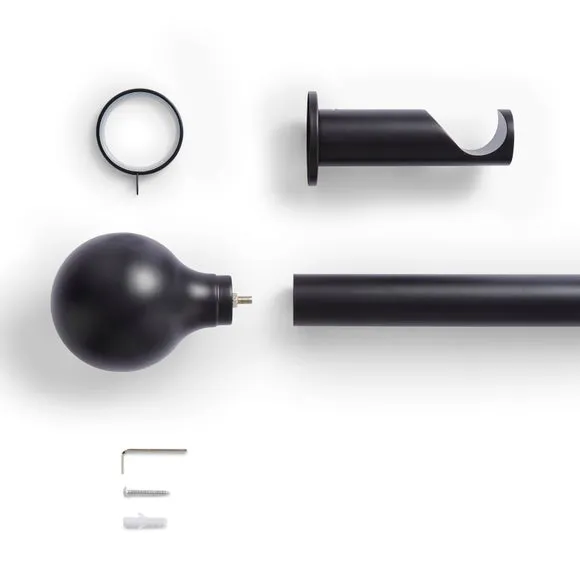 Contemporary Ball Fixed Metal Curtain Pole with Rings 2
