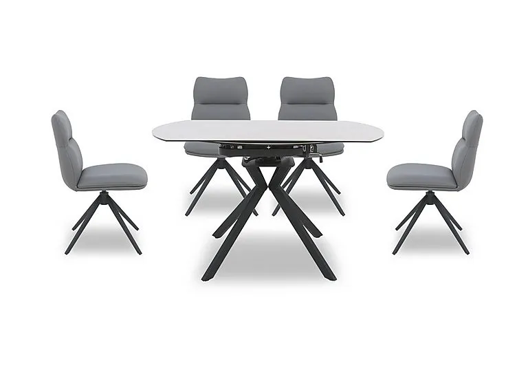 Quattro Round Extending Swivel Dining Table and 4 Swivel Chairs - Sand Stone - In Time for Christmas
