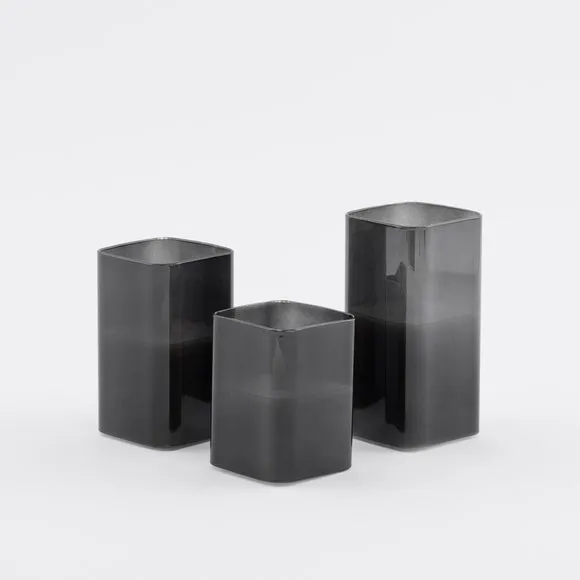 Set of 3 Square Glass LED Pillar Candles 3