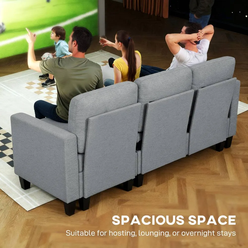 HOMCOM Fold-Out Convertible Sofa Bed with Removable Covers in Grey 4
