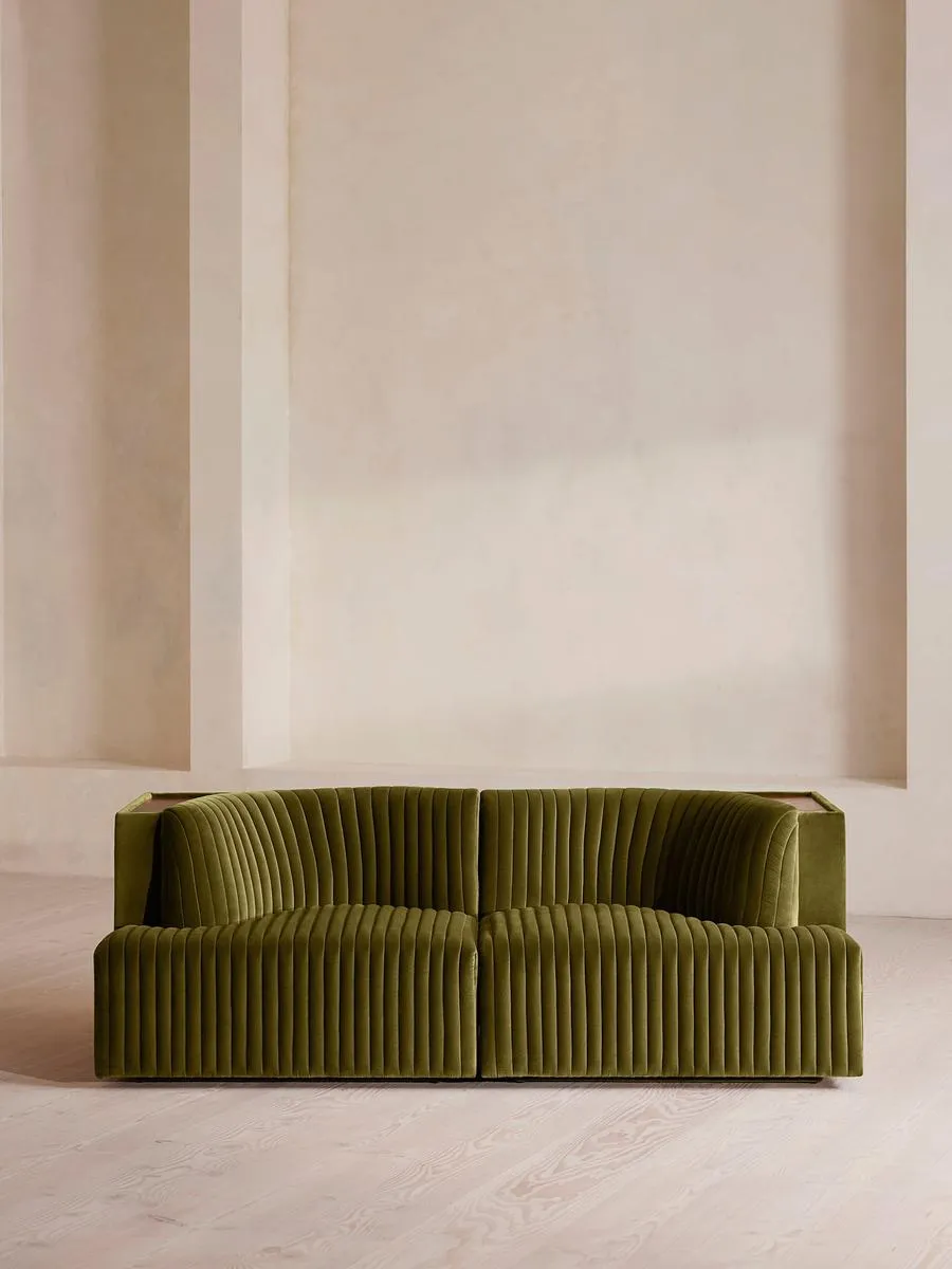 Hamish Modular Sofa, Three Seater, Velvet, Olive