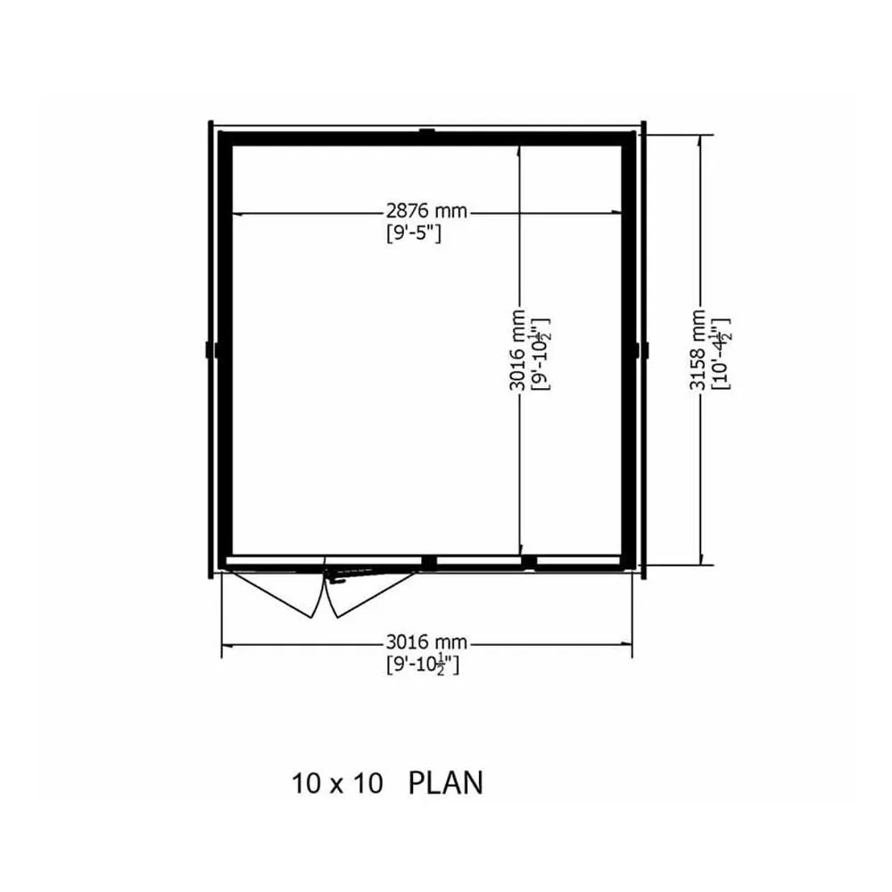 Shires Shire 10x10 ft Double Door with Two Opening Windows Garden Summerhouse in Brown 5