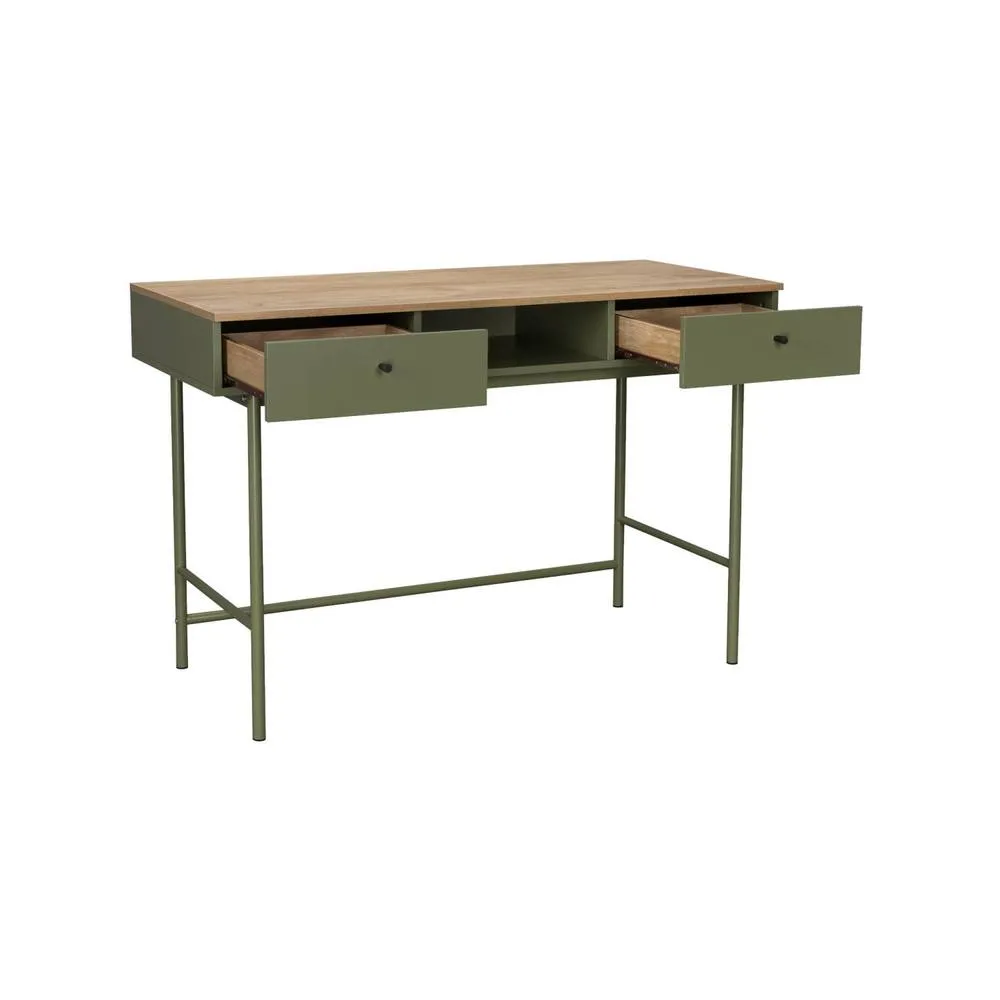 sweeek Wood decor & iron desk with 2 drawers & 1 compartment in Khaki 6