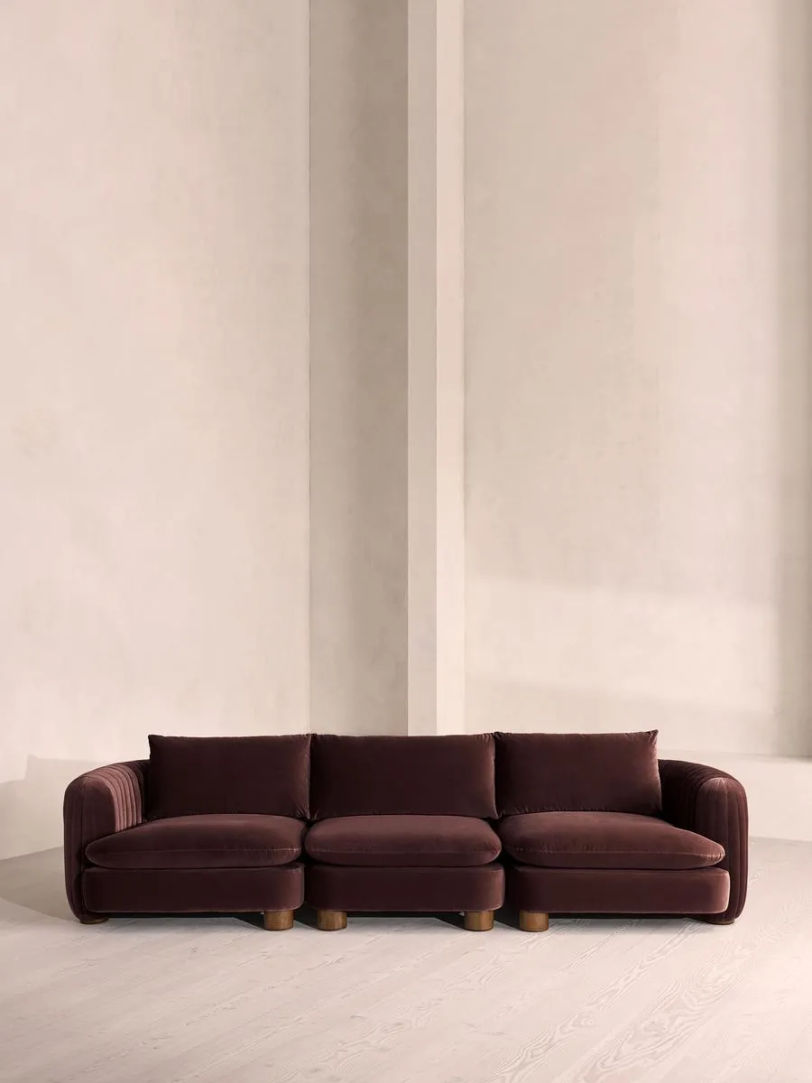 Vivienne Deeper Sit Modular Sofa, Four Seater, Velvet, Aubergine