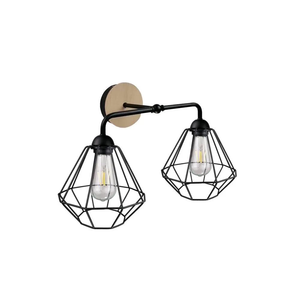 Netlighting Foskal Wall Lamp Black Wood 24cm 2x E27