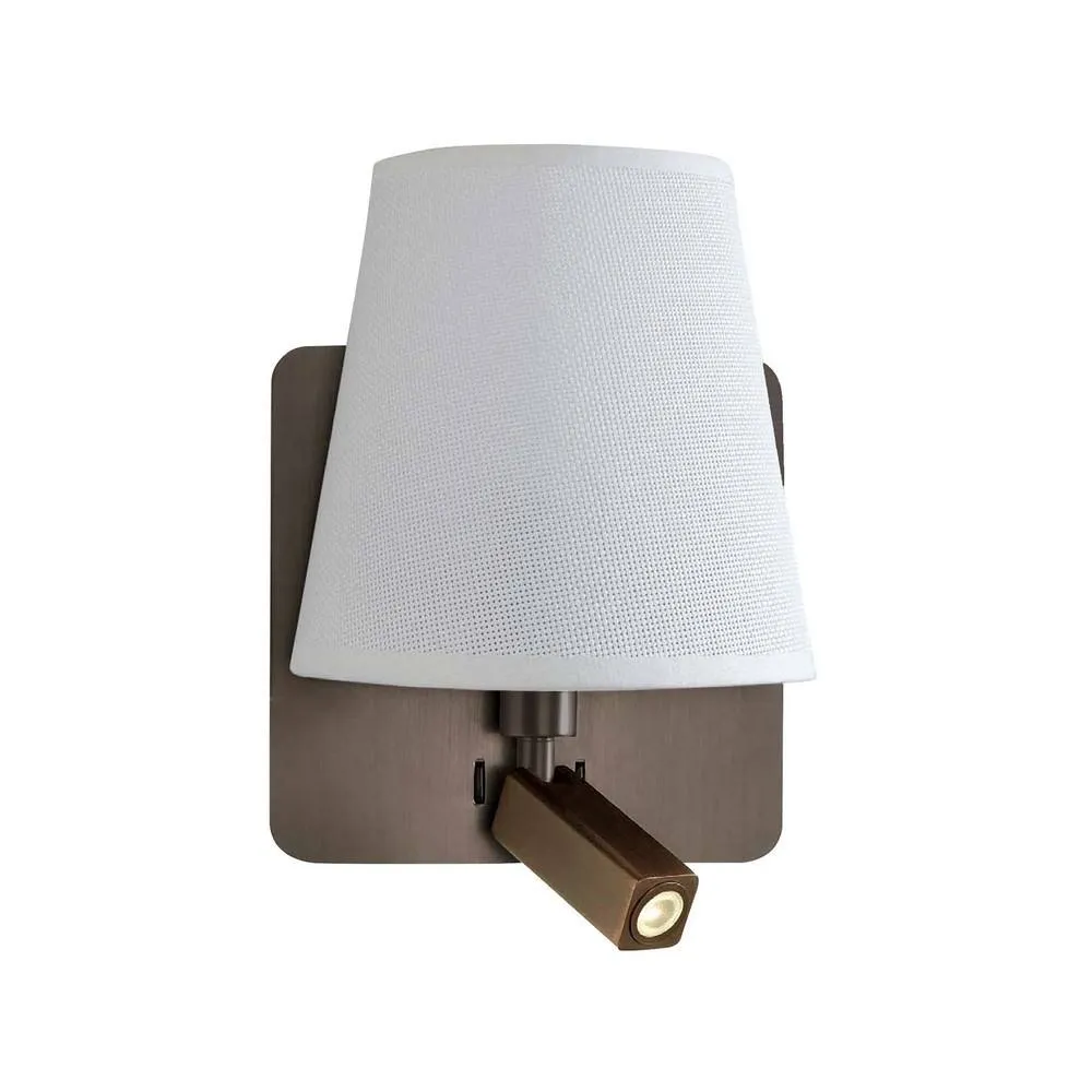 Netlighting Bahia Wall Lamp Bronze Large E27 + 3W LED Reading Light 4000K