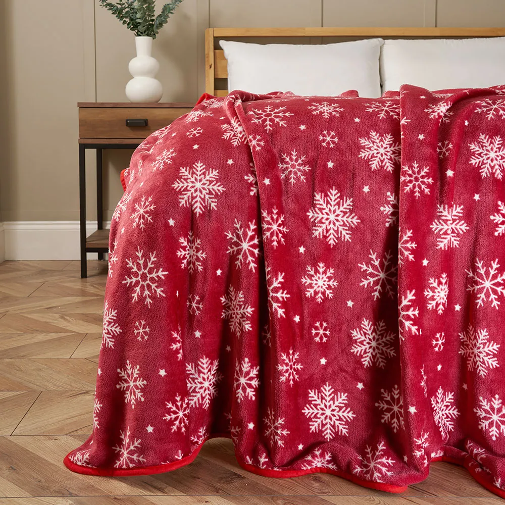 Christmas Snow Flake Throw, Red